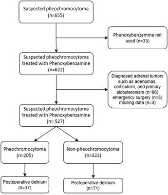 Association between duration of phenoxybenzamine use and postoperative delirium in suspected adrenal pheochromocytoma: a retrospective cohort study